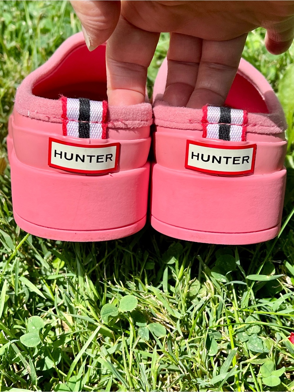 Hunter Play Pink Salmon Coral Gardening Clogs UK4 USA6 6 rubbers slip on wedges - Picture 3 of 12
